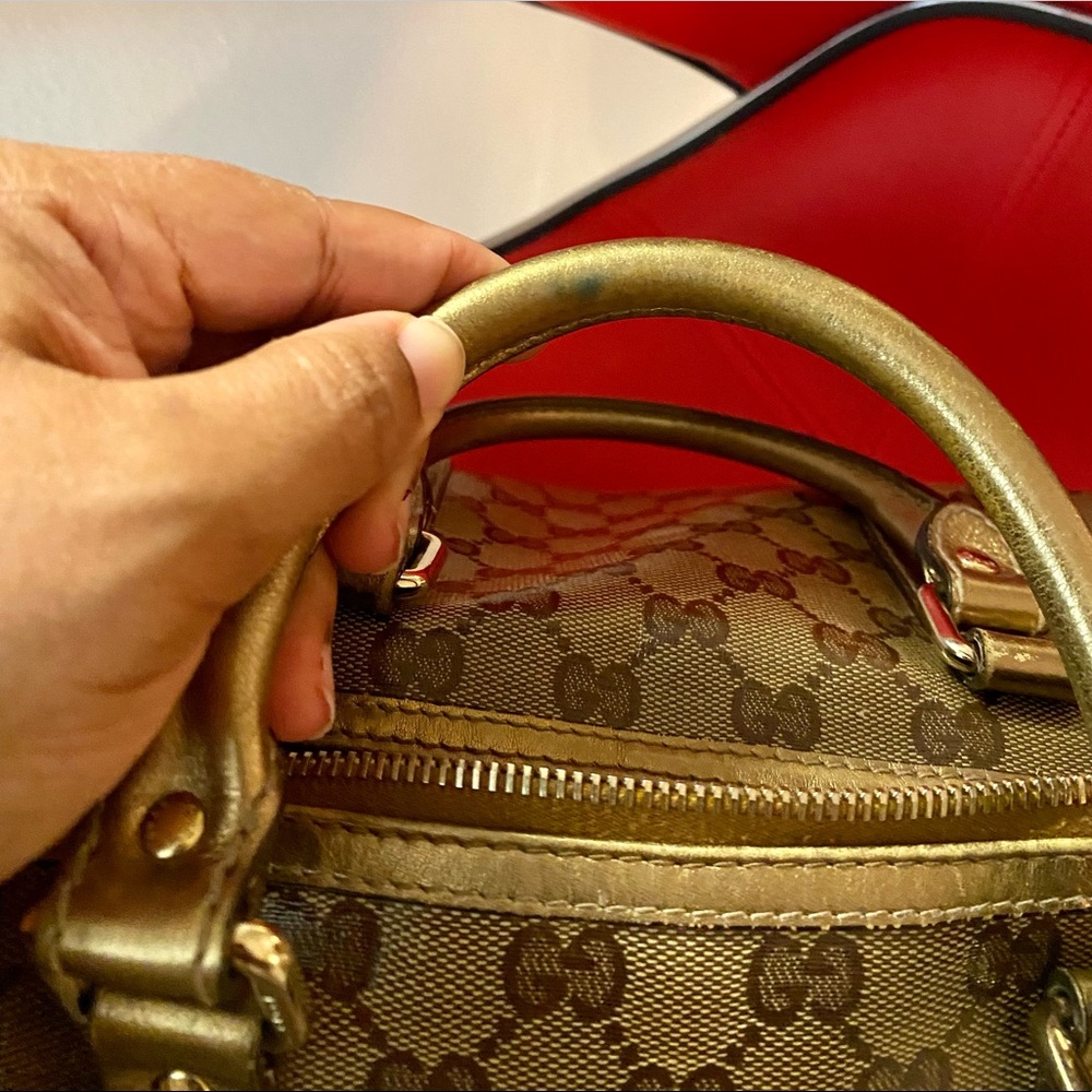 AUTHENTIC GUCCI BOSTON JOY PEWTER BROWN COATED BRONZE BAG - Picture 15 of 15